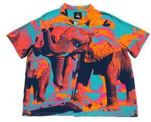 Disneyland NATIONAL GEOGRAPHIC Elephants Earth Day Buttondown Shirt - Mens XL